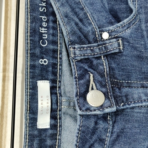 Lc Lauren Conrad Denim Cuffed Skinny Crop, Size 8 - Picture 6 of 11